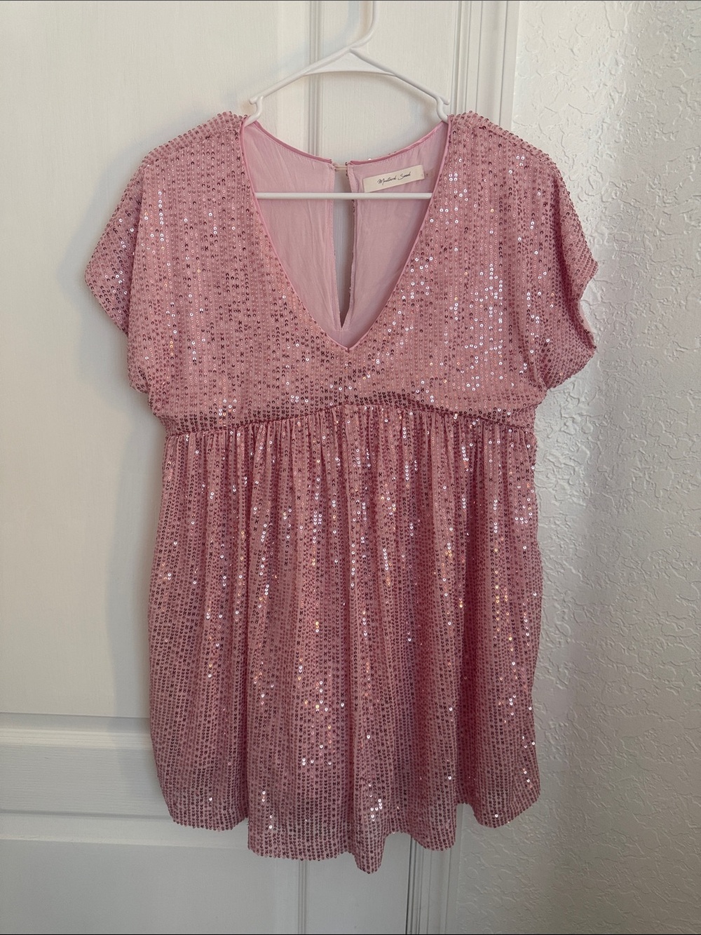 Vici Pink Sequin V-Neck Mini Dress